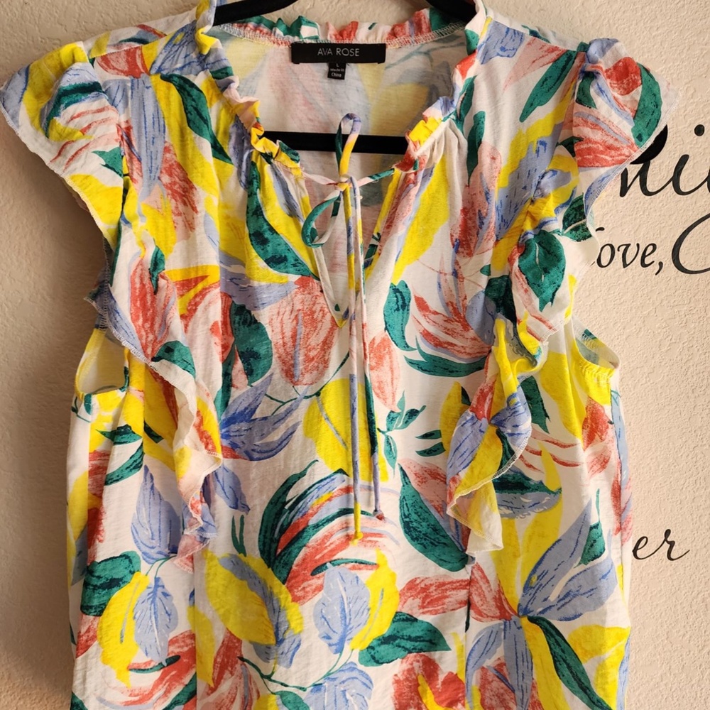 Large Ava Rose Floral Print Sleeveless Tie Top